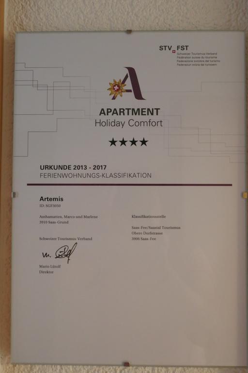 Haus Artemis Apartman Saas-Grund Kültér fotó